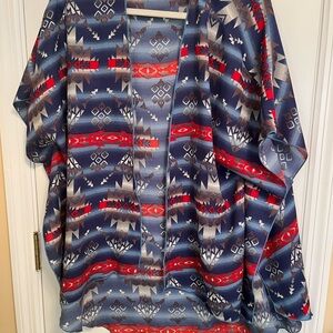 Tribal Print Kimono in Blue and Red